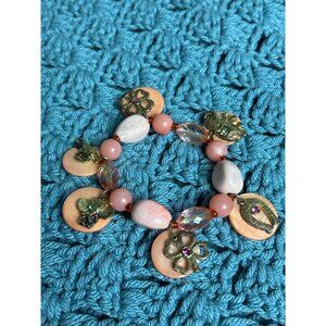 Plastic Beaded Shell Stretchy Charm Bracelet Elephants Clover Horseshoe Lucky